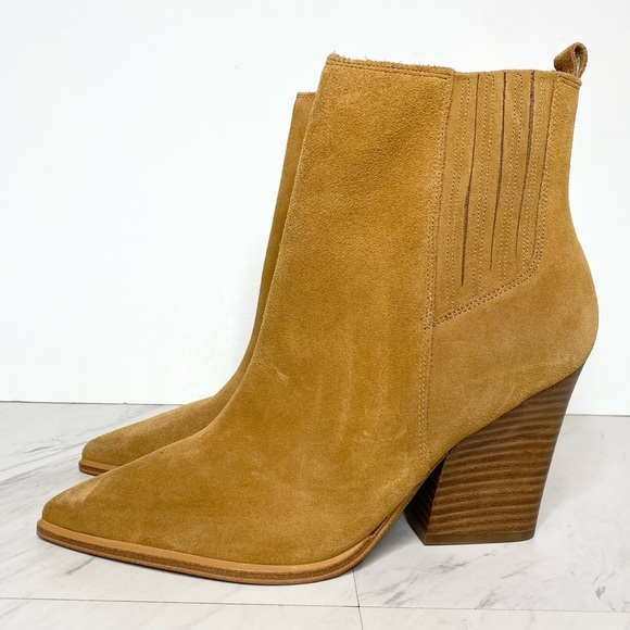 Marc Fisher Mariel Brown Suede Heeled Bootie 9M - Picture 1 of 14
